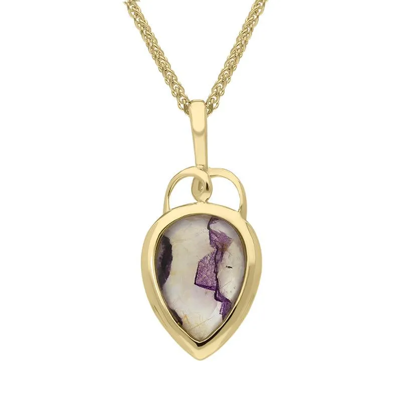 18ct Yellow Gold Blue John Faceted Upside Down Pear Necklace sold by Jura Watches
