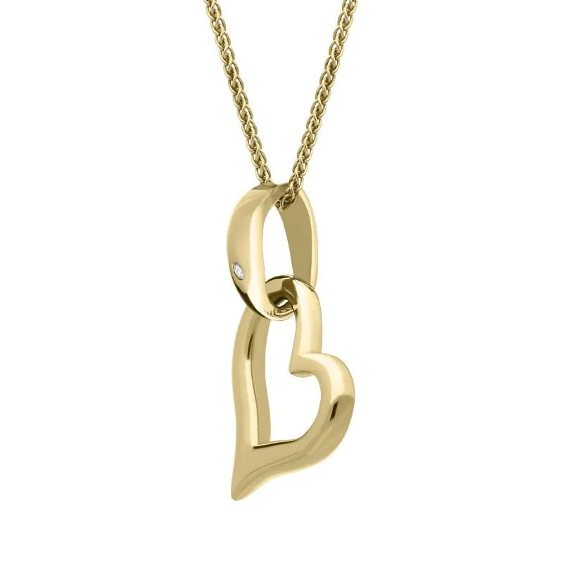 9ct Yellow Gold Diamond Open Heart Necklace sold by Jura Watches product image thumbnail 2