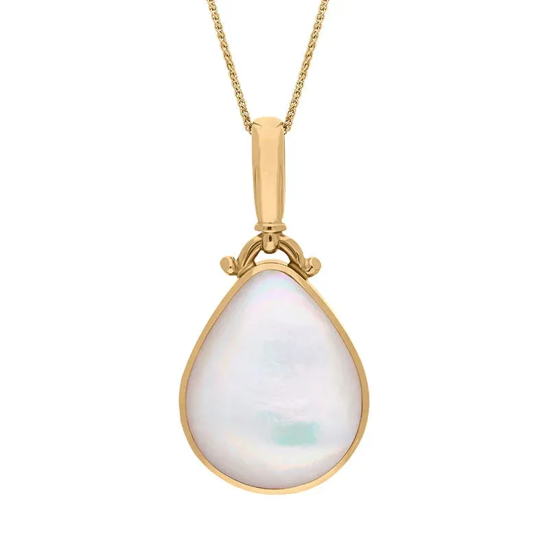 9ct Yellow Gold Blue John Mother of Pearl Double Sided Pear Fob Necklace sold by Jura Watches product image thumbnail 2