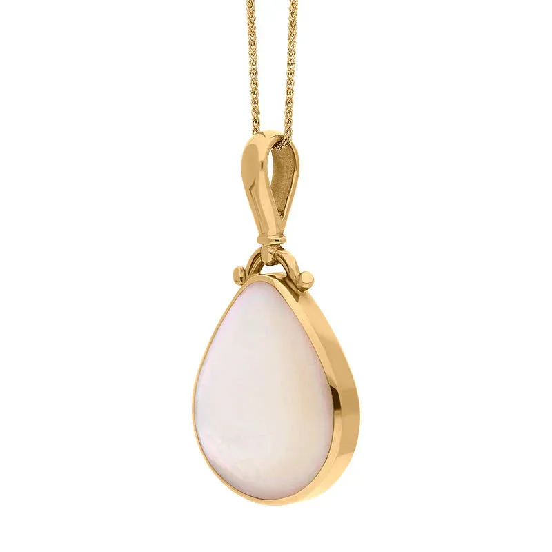 9ct Yellow Gold Blue John Mother of Pearl Double Sided Pear Fob Necklace sold by Jura Watches product image thumbnail 3