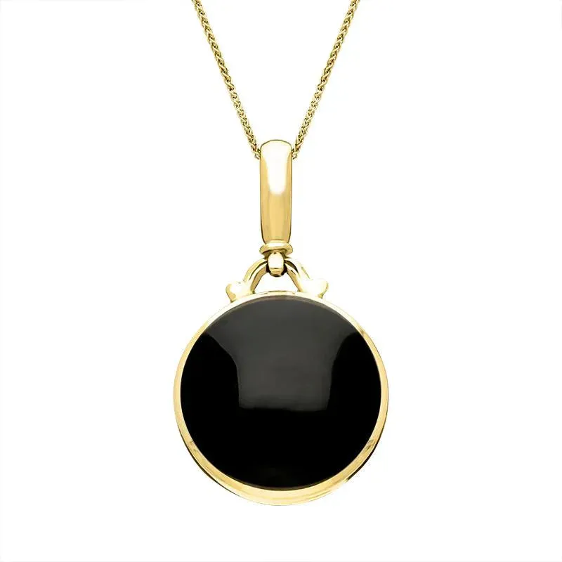 18ct Yellow Gold Blue John Whitby Jet Double Sided Round Fob Necklace sold by Jura Watches product image thumbnail 3