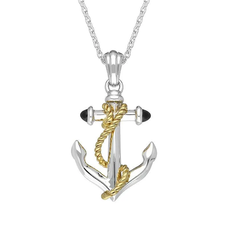 Sterling Silver Whitby Jet Rope Anchor Necklace sold by Jura Watches