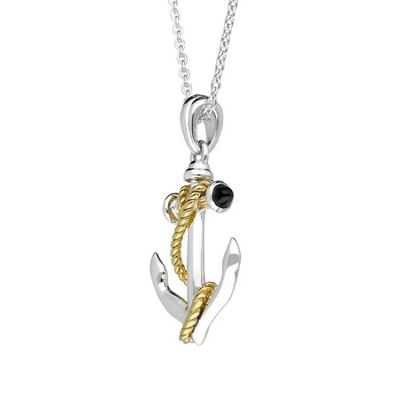Sterling Silver Whitby Jet Rope Anchor Necklace sold by Jura Watches product image thumbnail 2