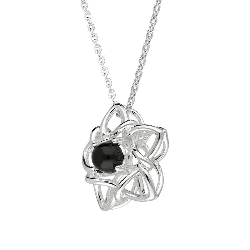 Sterling Silver Whitby Jet Open Star Flower Necklace sold by Jura Watches product image thumbnail 2