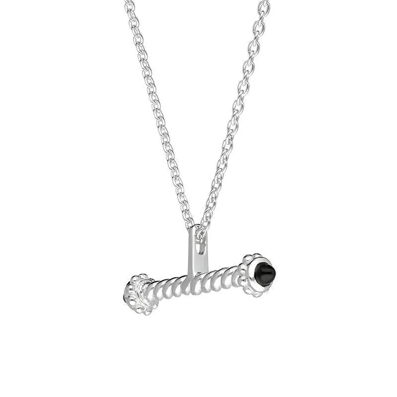 Sterling Silver Whitby Jet Twisted T Bar Necklace sold by Jura Watches product image thumbnail 2