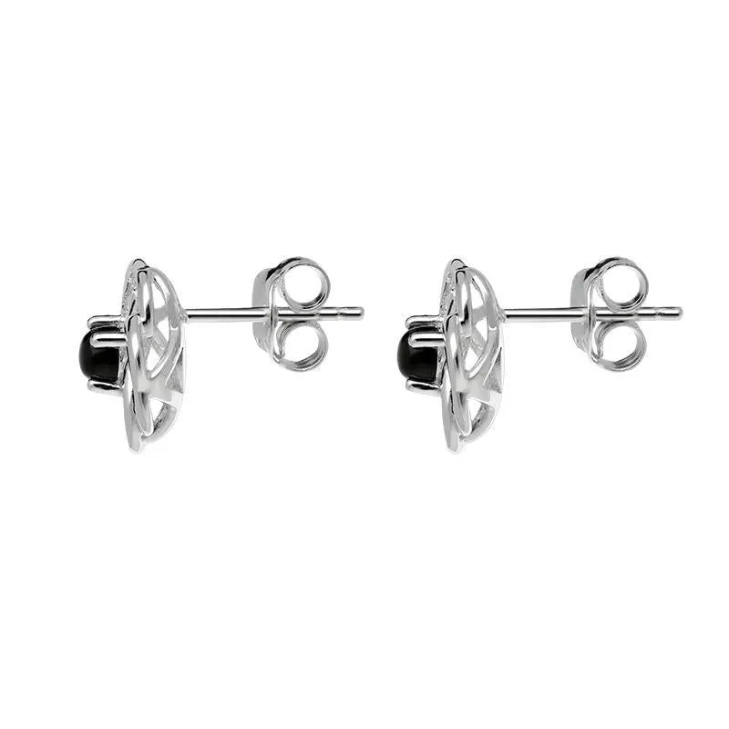 Sterling Silver Whitby Jet Open Round Flower Stud Earrings sold by Jura Watches product image thumbnail 2