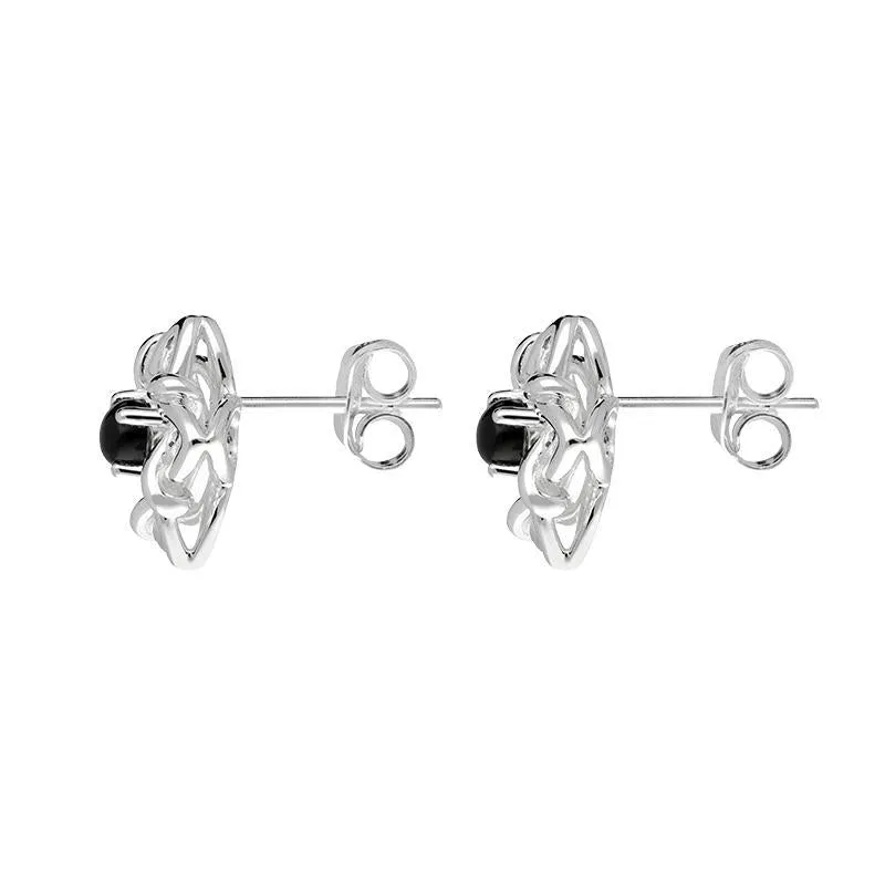 Sterling Silver Whitby Jet Open Star Flower Stud Earrings sold by Jura Watches product image thumbnail 2