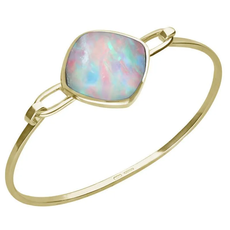 9ct Yellow Gold Opal Cushion Shaped Bangle sold by Jura Watches
