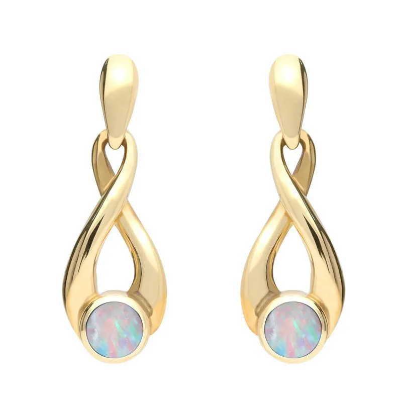 9ct Yellow Gold Opal Eternity Loop Drop Earrings sold by Jura Watches