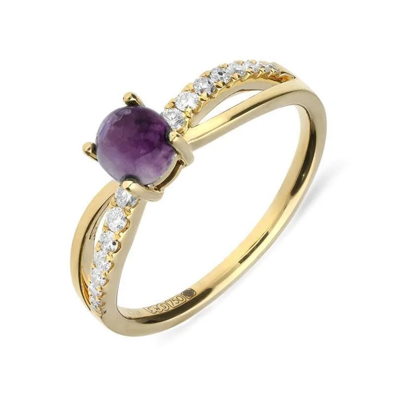 18ct Yellow Gold Blue John Diamond Split Shoulder Ring sold by Jura Watches