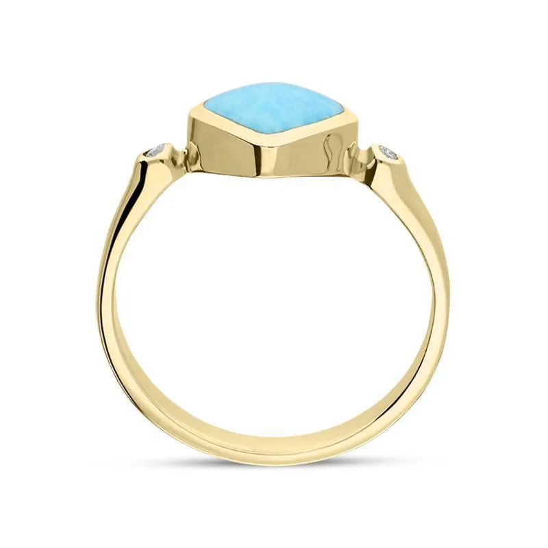 18ct Yellow Gold Turquoise 0.04ct Diamond Curved Cushion Ring sold by Jura Watches product image thumbnail 2