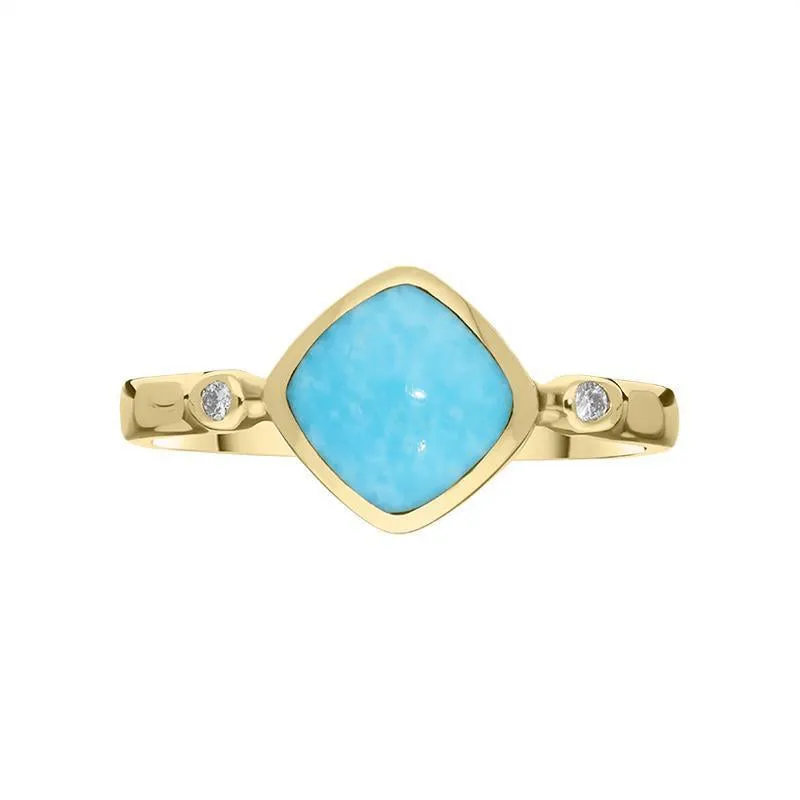 18ct Yellow Gold Turquoise 0.04ct Diamond Curved Cushion Ring sold by Jura Watches product image thumbnail 3