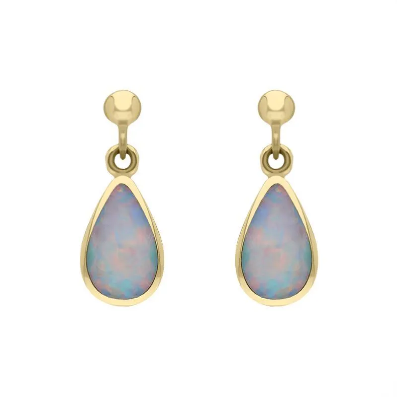 9ct Yellow Gold Opal Drinky Tear Shaped Drop Earrings sold by Jura Watches