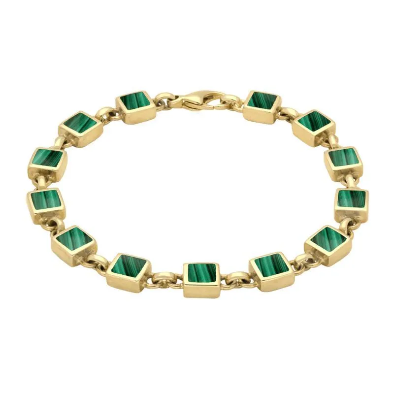 9ct Yellow Gold Malachite Square Bracelet sold by Jura Watches