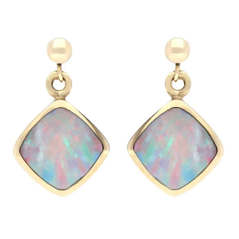 9ct Yellow Gold Opal Cushion Drop Earrings sold by Jura Watches