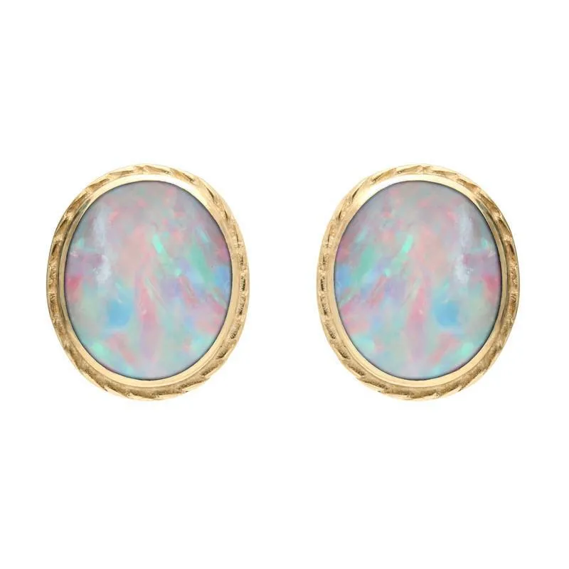9ct Yellow Gold Opal Rope Edged Stud Earrings sold by Jura Watches