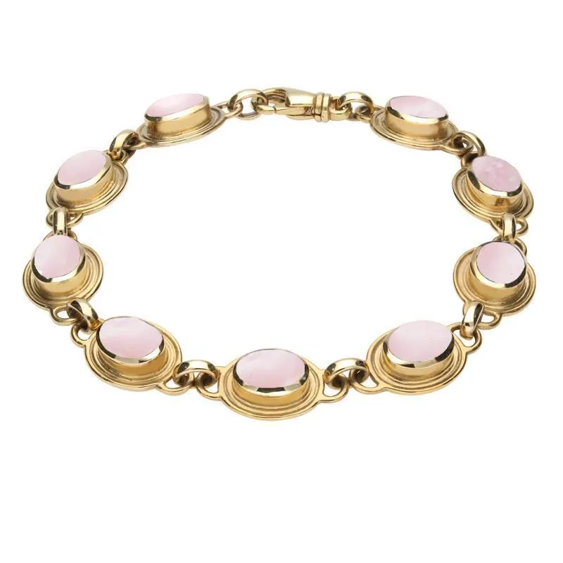 9ct Yellow Gold Pink Mother of Pearl Nine Stone Oval Bracelet sold by Jura Watches