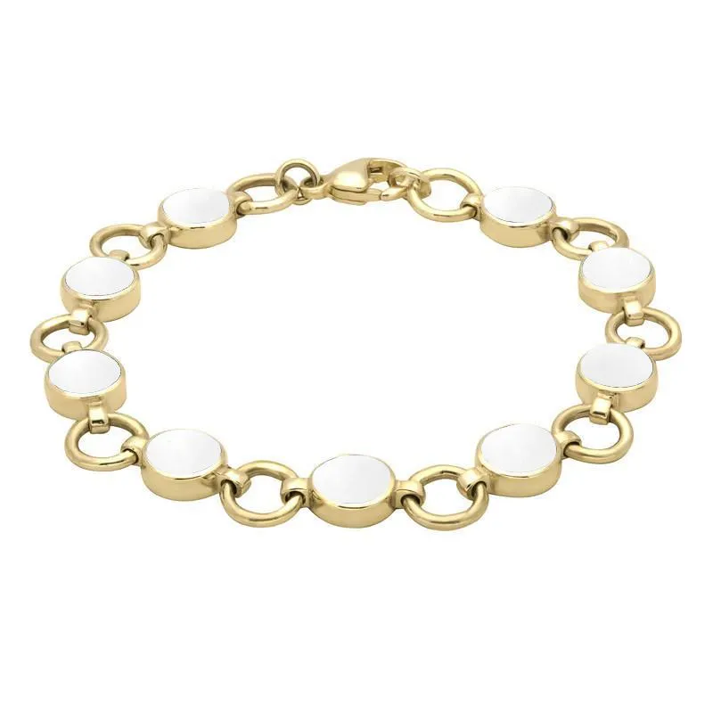 9ct Yellow Gold Bauxite Nine Stone Round Ring Bracelet sold by Jura Watches