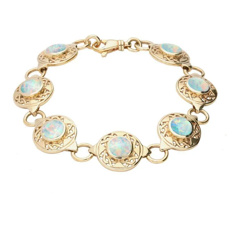 9ct Yellow Gold Opal Round Celtic Link Bracelet sold by Jura Watches