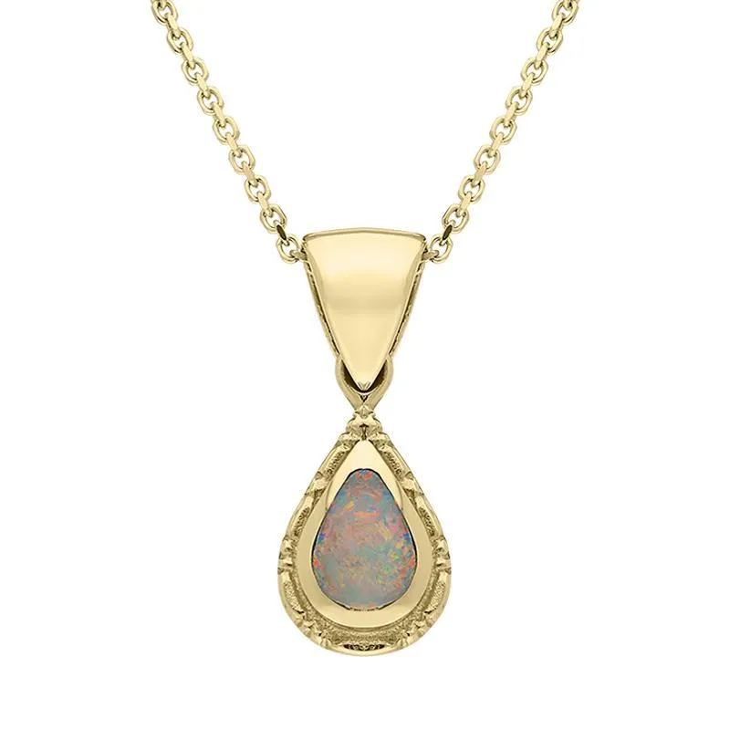 9ct Yellow Gold Opal Small Beaded Pear Necklace sold by Jura Watches
