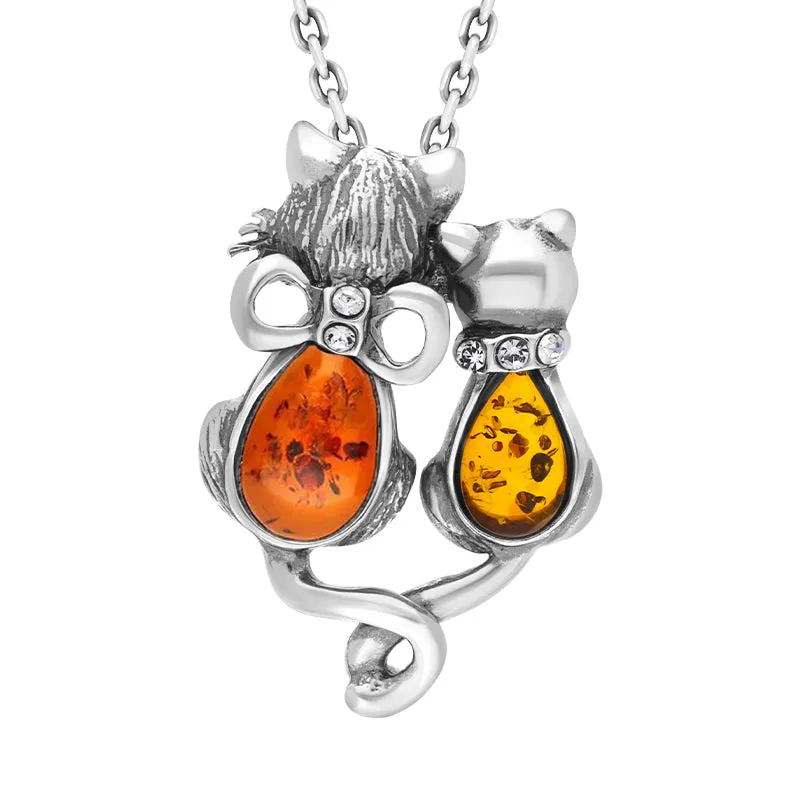 Sterling Silver Amber Cat Necklace sold by Jura Watches