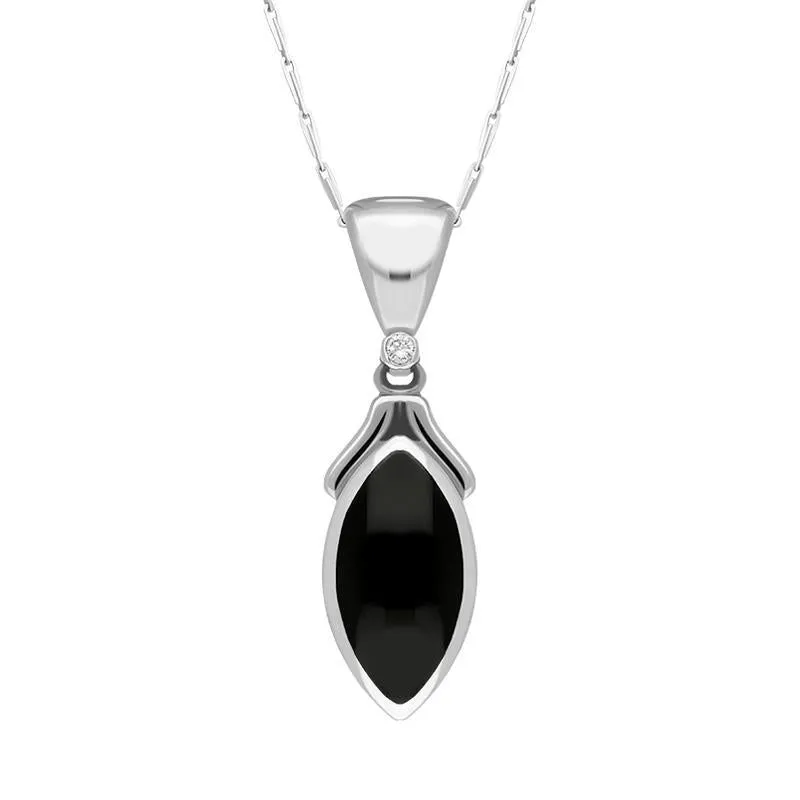 18ct White Gold Whitby Jet Diamond Marquise Necklace sold by Jura Watches