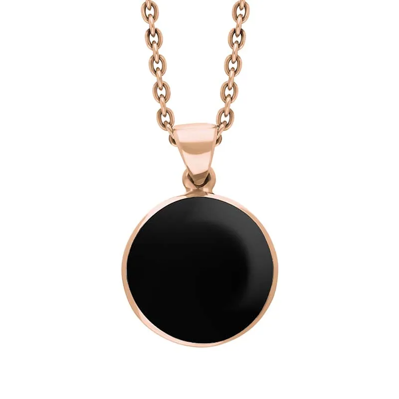 9ct Rose Gold Whitby Jet Plain Round Necklace sold by Jura Watches