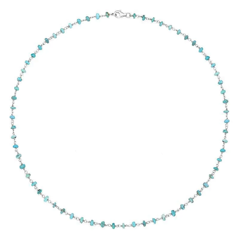 Sterling Silver Turquoise 4mm Bead Chain Link Necklace sold by Jura Watches