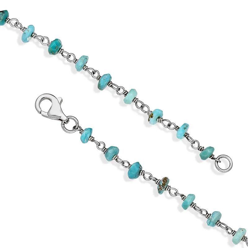 Sterling Silver Turquoise 4mm Bead Chain Link Necklace sold by Jura Watches product image thumbnail 3