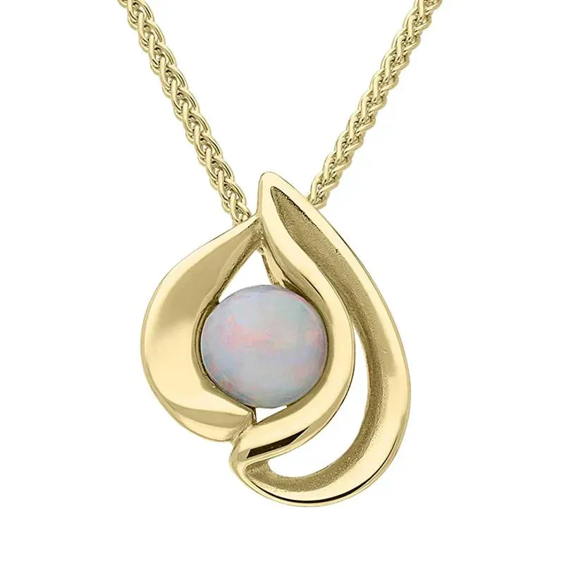 9ct Yellow Gold Opal Open Sided Tear Drop Necklace sold by Jura Watches