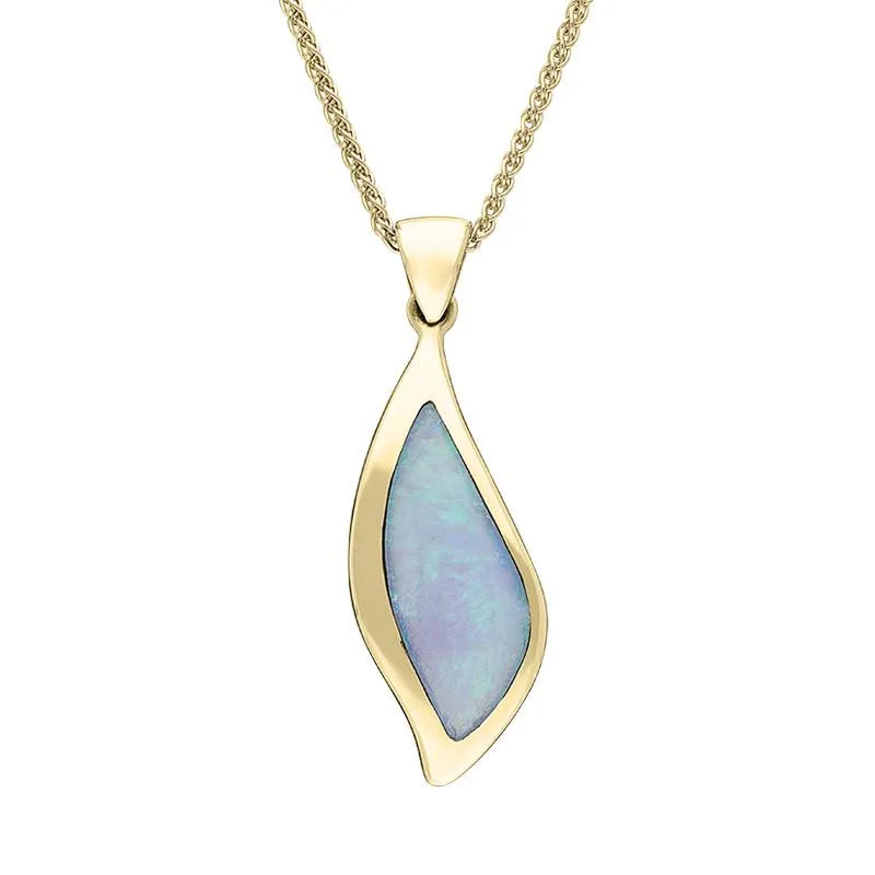 9ct Yellow Gold Opal Leaf Shaped Necklace sold by Jura Watches
