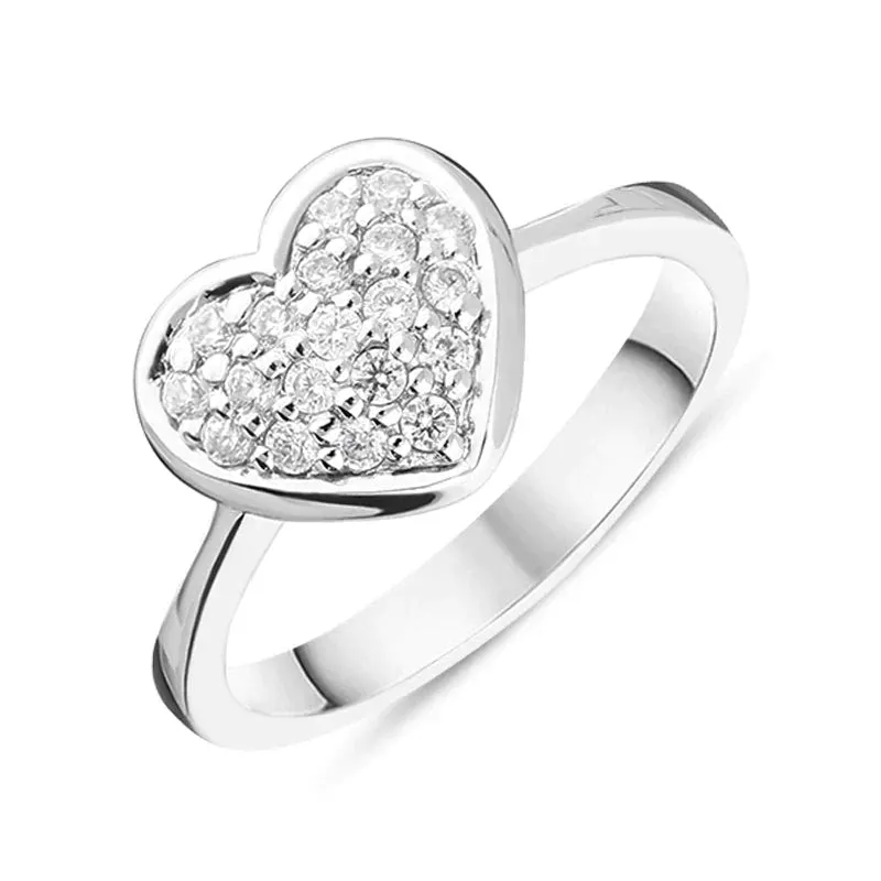 Sterling Silver Zirconia Small Heart Ring sold by Jura Watches