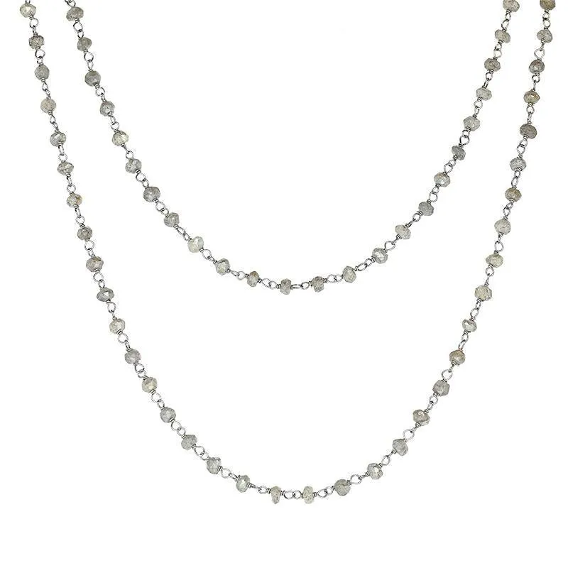 Sterling Silver Labradorite 4mm Bead Chain Link Necklace, sold by Jura Watches