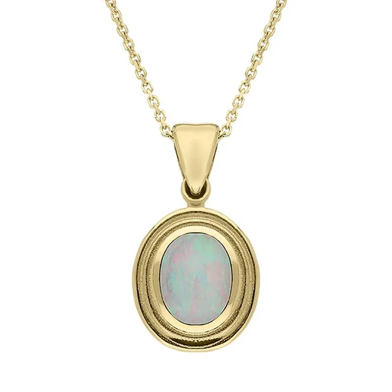 9ct Yellow Gold Opal Ribbed Small Oval Necklace sold by Jura Watches
