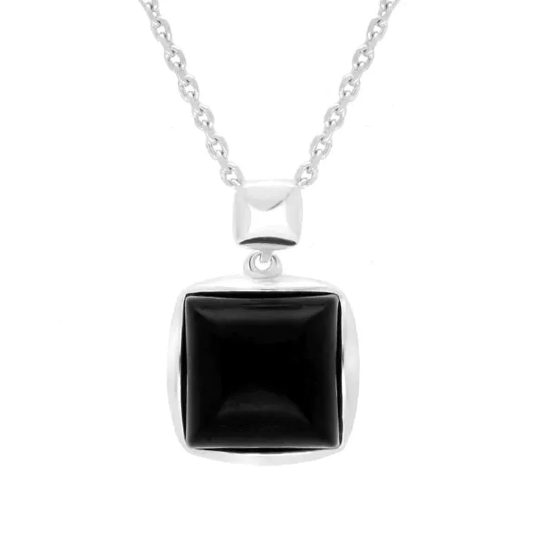 Sterling Silver Whitby Jet Square Necklace sold by Jura Watches