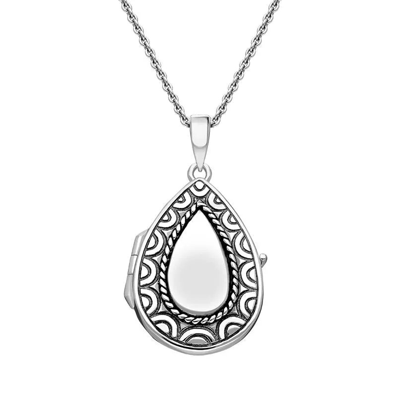 Sterling Silver Pear Pattern Edge Keepsake Locket sold by Jura Watches