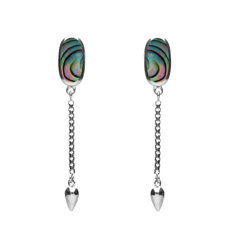 Sterling Silver Abalone Lineaire Medium Drop Stud Earrings sold by Jura Watches