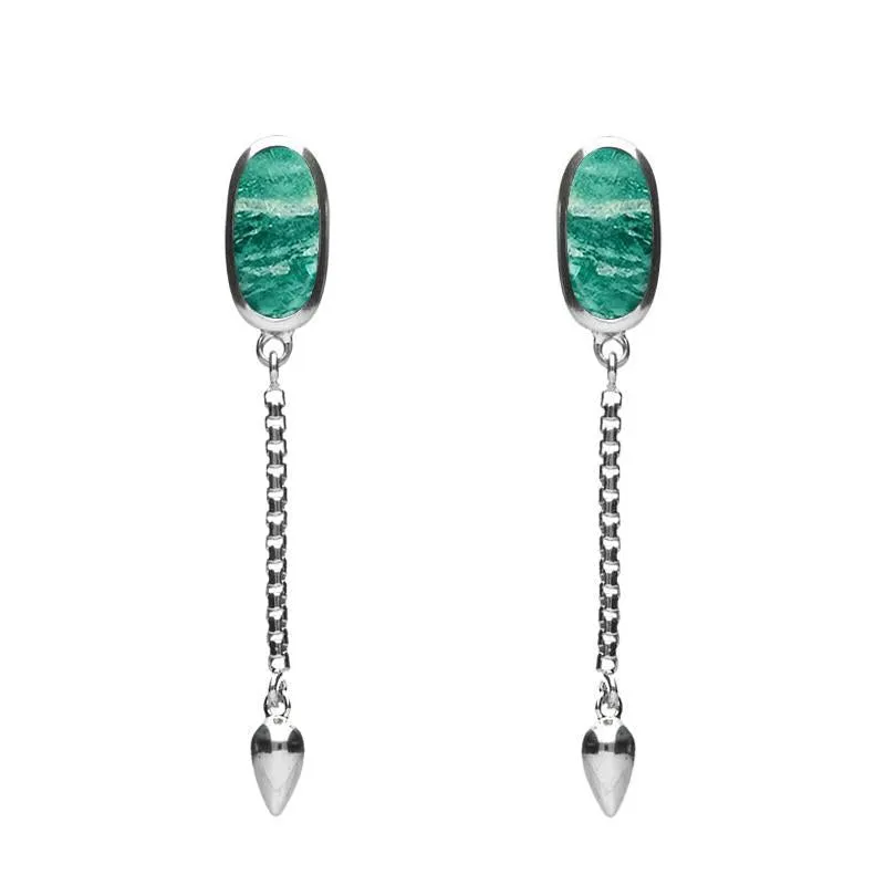 Sterling Silver Amazonite Lineaire Medium Drop Stud Earrings sold by Jura Watches