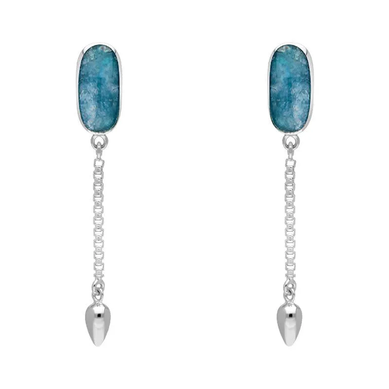 Sterling Silver Aquamarine Lineaire Medium Drop Stud Earrings sold by Jura Watches