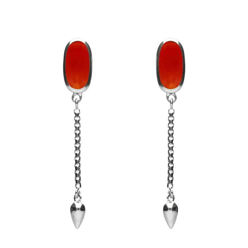 Sterling Silver Carnelian Lineaire Medium Drop Stud Earrings sold by Jura Watches