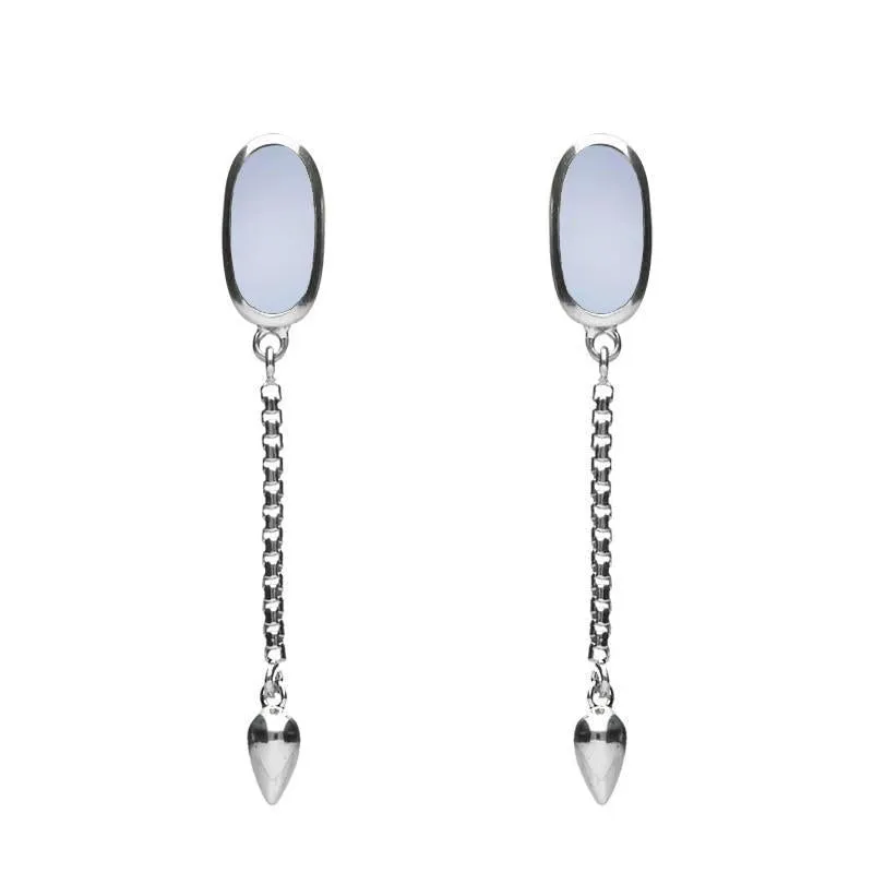 Sterling Silver Chalcedony Lineaire Medium Drop Stud Earrings sold by Jura Watches