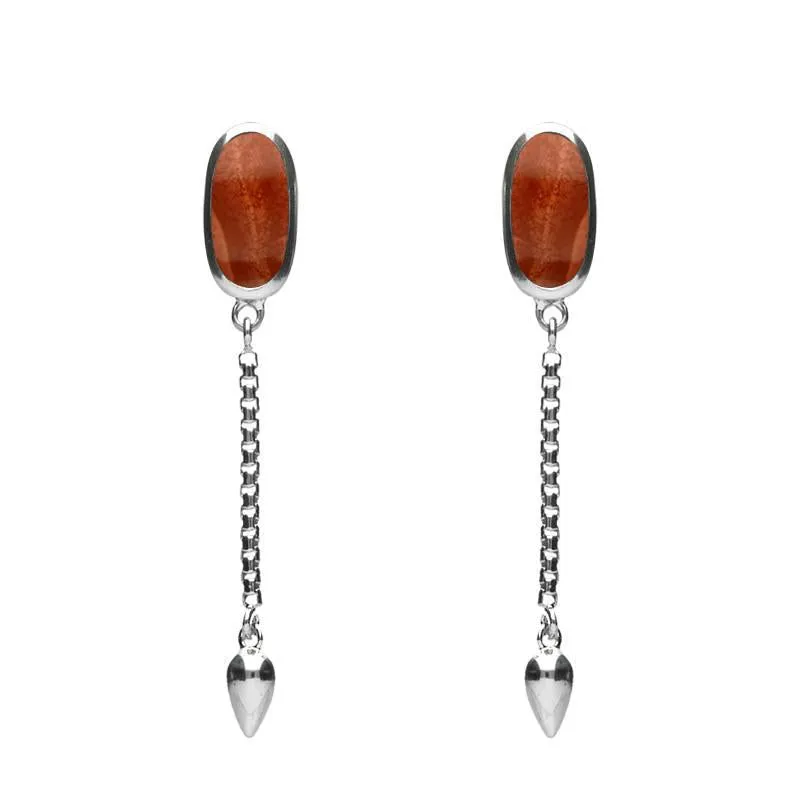 Sterling Silver Jasper Lineaire Medium Drop Stud Earrings sold by Jura Watches
