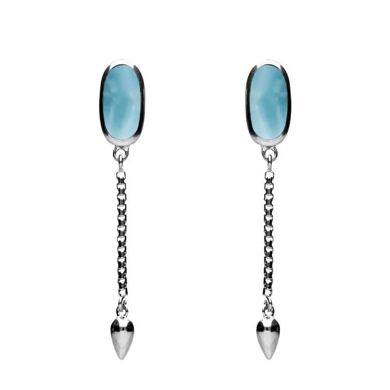 Sterling Silver Larimar Lineaire Medium Drop Stud Earrings sold by Jura Watches