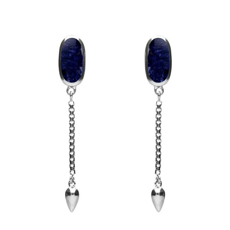 Sterling Silver Sodalite Lineaire Medium Drop Stud Earrings sold by Jura Watches