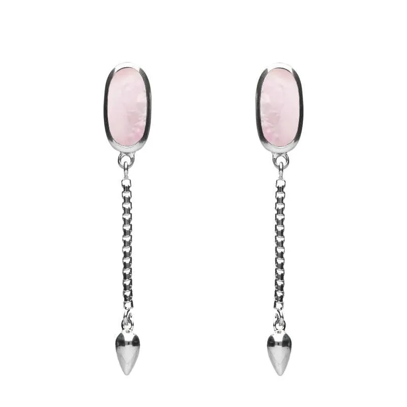 Sterling Silver Pink Mother of Pearl Lineaire Medium Drop Stud Earrings sold by Jura Watches