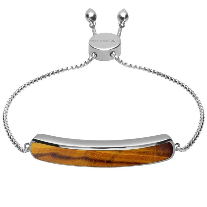 Sterling Silver Tigers Eye Lineaire Long Bracelet sold by Jura Watches
