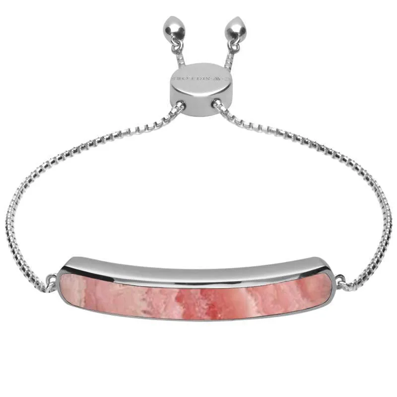 Sterling Silver Rhodochrosite Lineaire Long Bracelet sold by Jura Watches