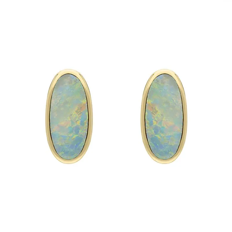 9ct Yellow Gold Opal Small Long Oval Stud Earrings sold by Jura Watches