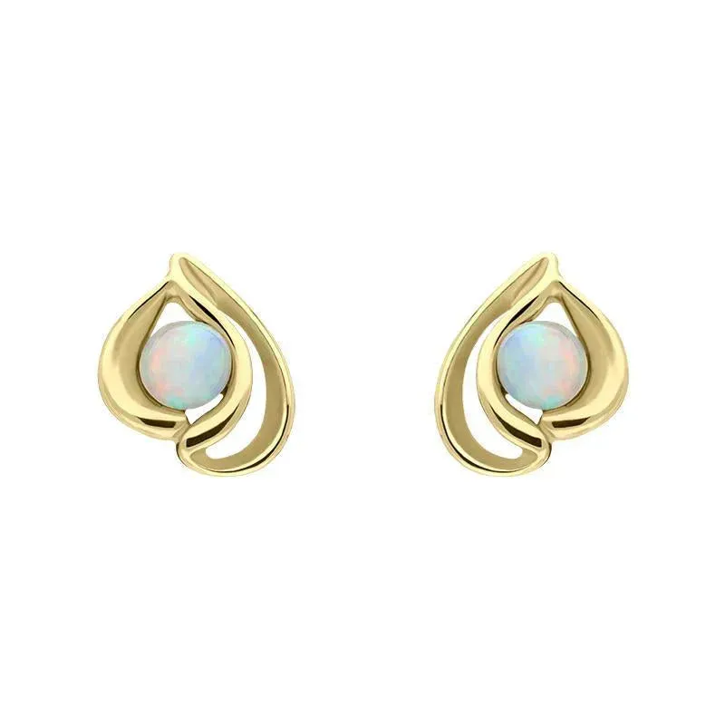 9ct Yellow Gold Opal Open Teardrop Stud Earrings sold by Jura Watches