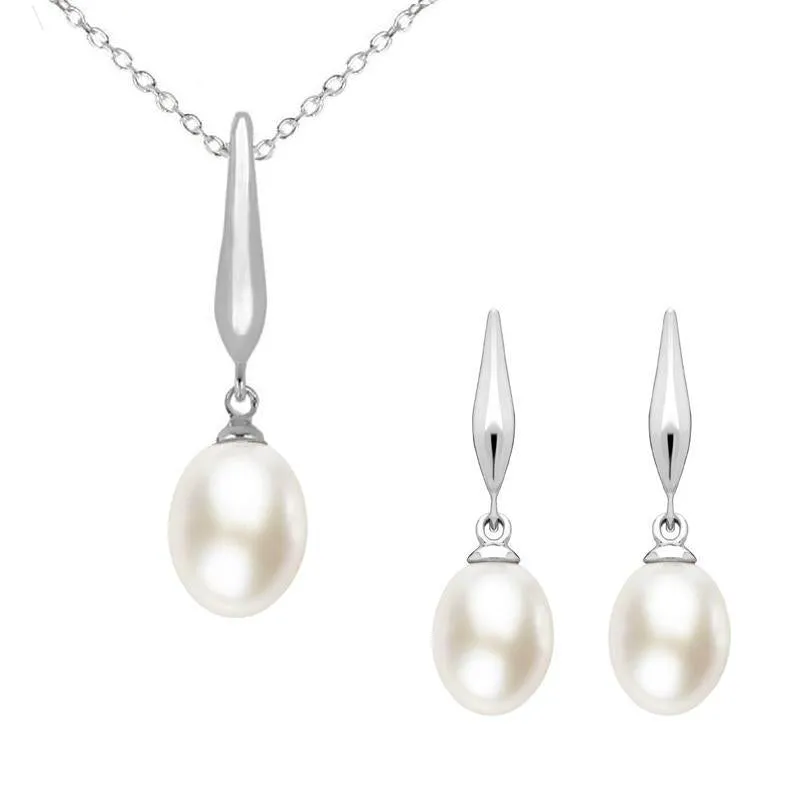 Sterling Silver Ivory Freshwater Pearl Drop Two Piece Set sold by Jura Watches